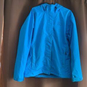 Gently used Helly Hansen light blue rain jacket, still waterproof!!! Size large